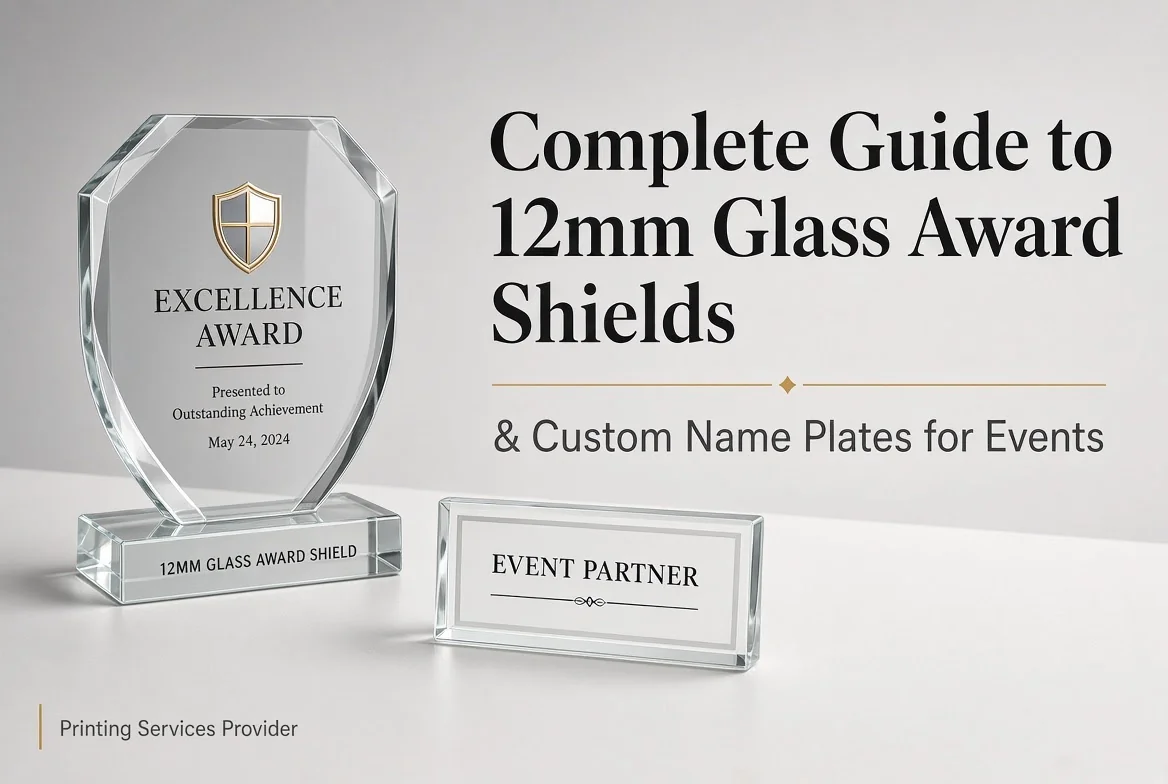 12mm glass award shield and custom glass name plate in Lahore