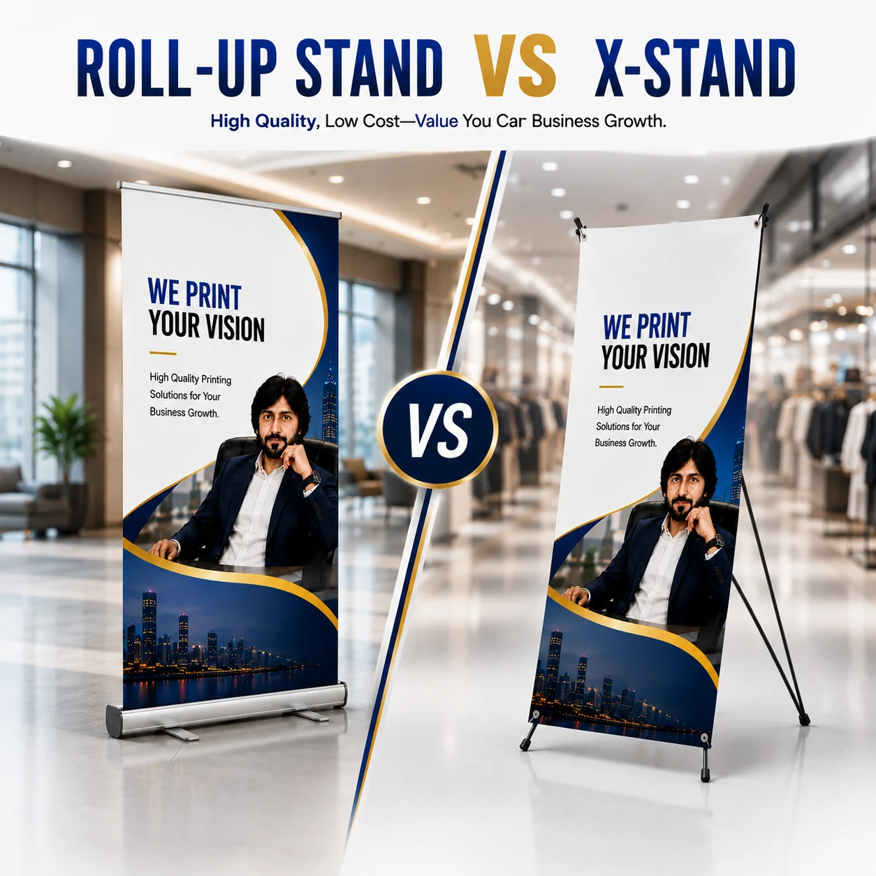 Roll-Up stand printing by Spread Business, X-Stand display banner Lahore